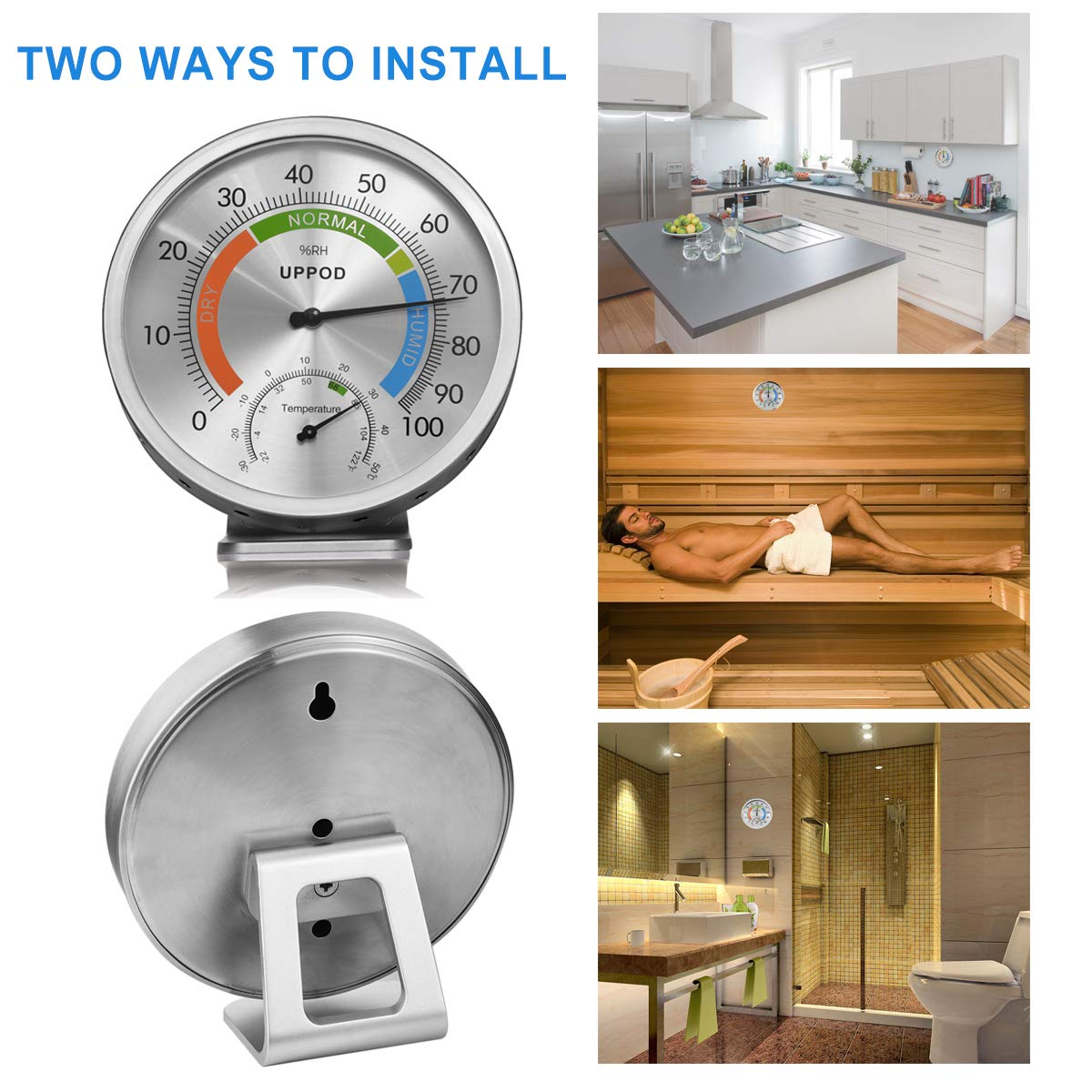 5" Indoor Outdoor Hygrometer/Thermometer, Humidity Gauge Indicator Temperature Humidity Monitor, Analog Hygrometer Humidor (English Version) image number 4