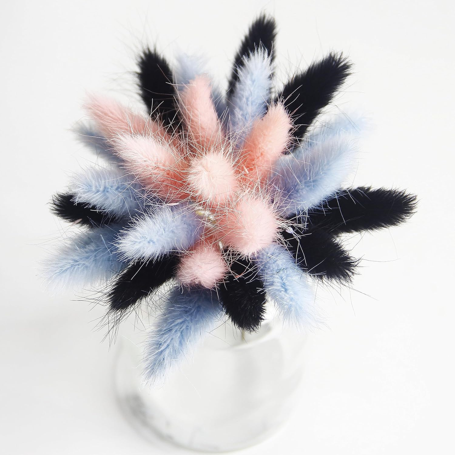 120 PCS Blue Dried Pampas Grass Decor, 17-Inch Pompas Floral, Dry Flowers for Decoration, Pampas Grass in Bulk Tall, Blue Bunny Tails Dried Flowers for Boho Wedding Decor image number 3