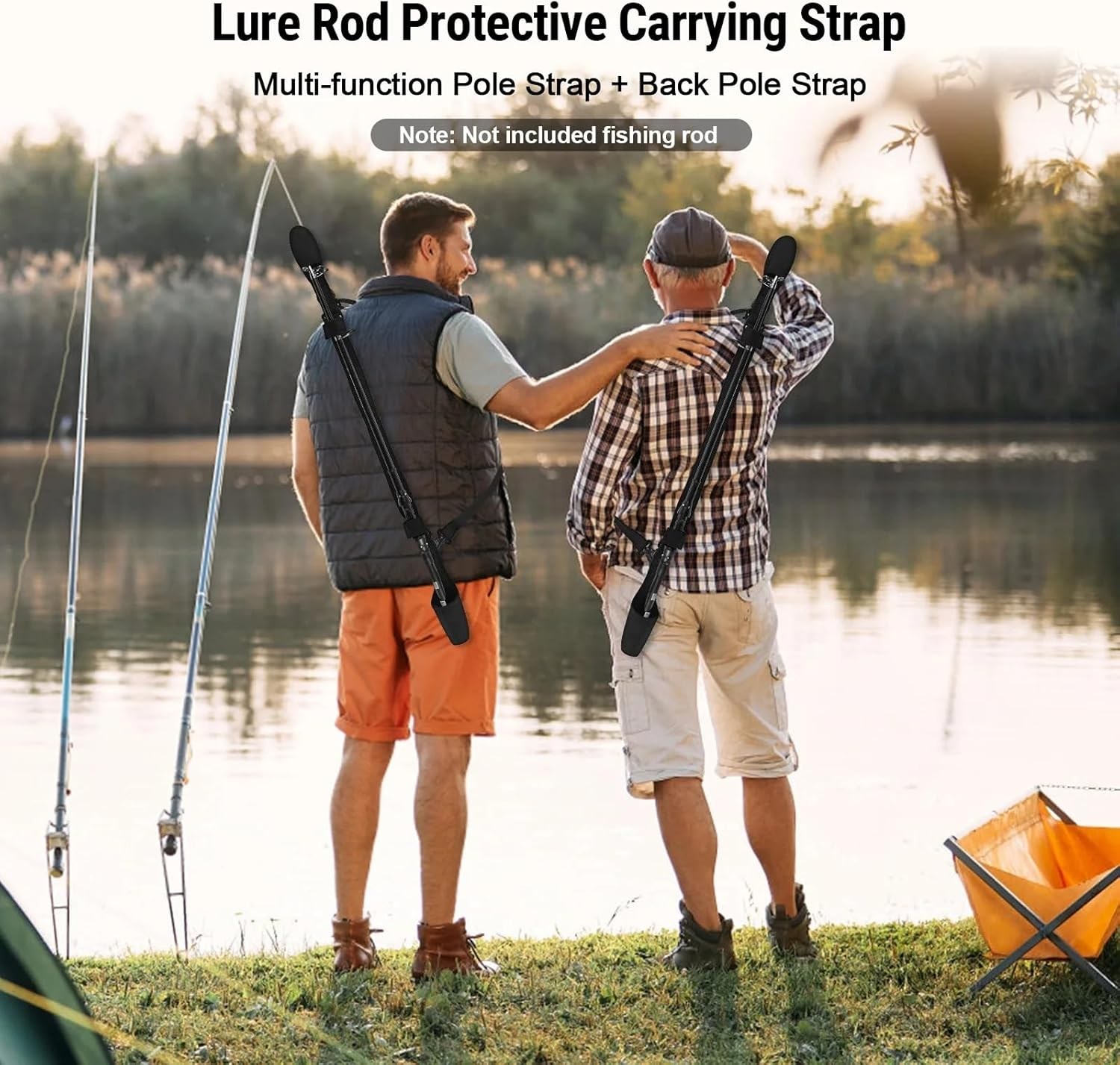Fishing Rod Carrier Strap, Portable Fishing Pole Shoulder Belt, Adjustable Fishing Rod Pole Carry Strap Travel Tackle Fishing Rod Belt image number 4
