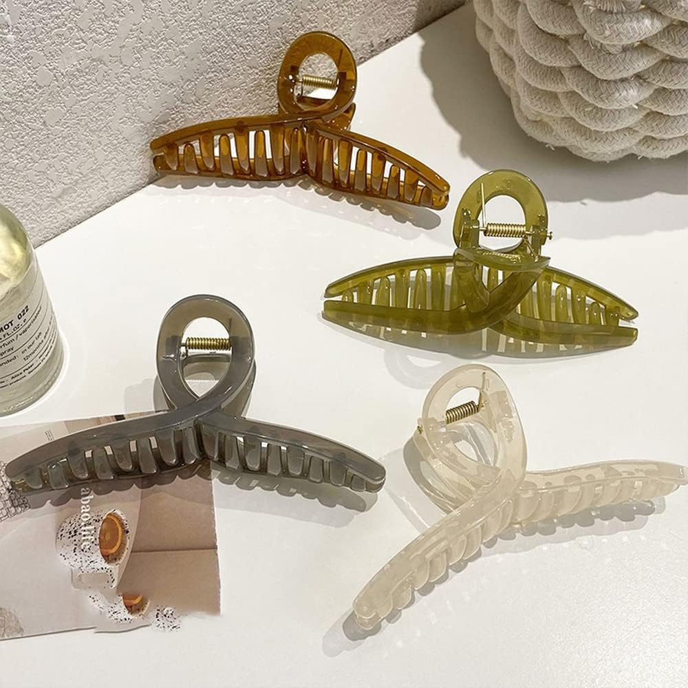 Large Claw Clips for Women Thick Hair 5.1" Big Clear Jelly Hair Clips for Girls Long Hair Accessories 4 Pcs image number 4
