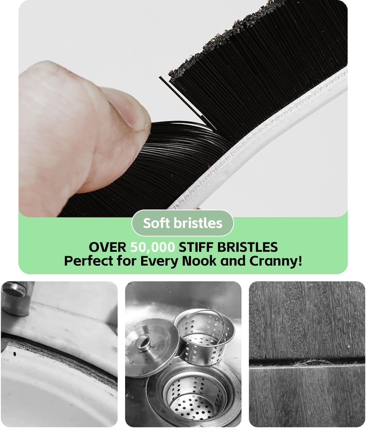 Crevice Cleaning Brush, Hard Bristle Cleaning Supplies, Grout Brush, Crevice Cleaning Tool, Household Cleaning Brushes, Gap Cleaning Brushes for Toilet, Bathroom, Bathtub, Sink, Window（5 PCS Black） image number 4