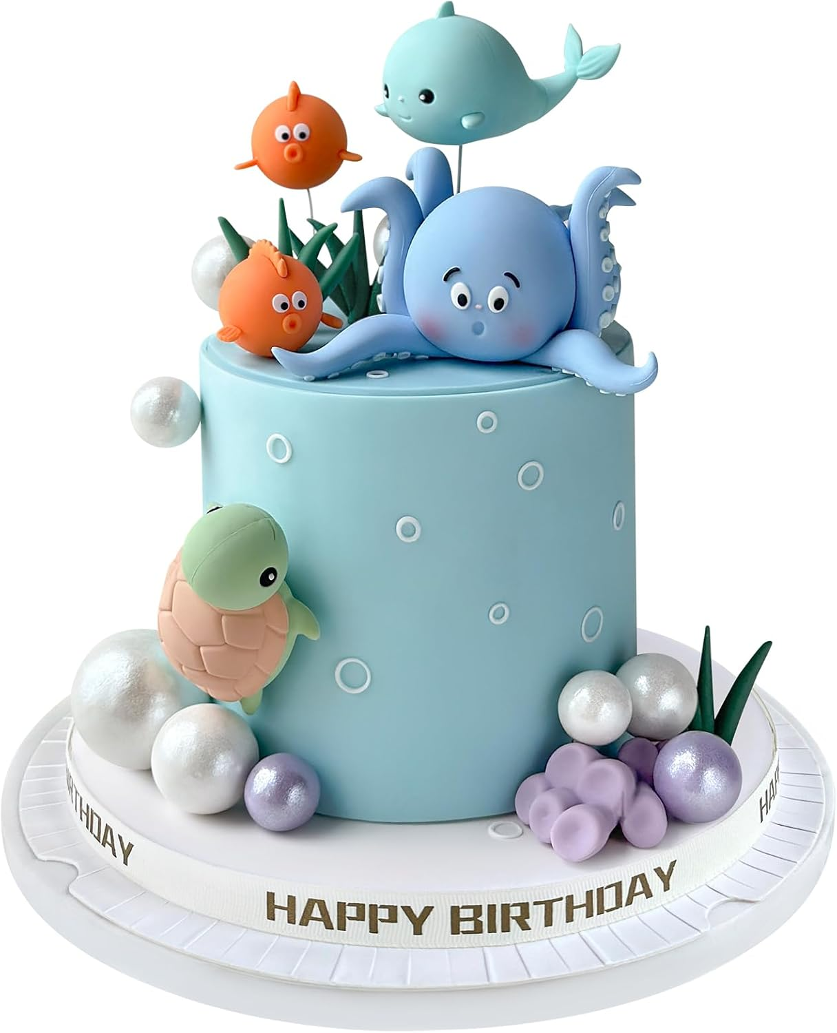 17 PCS under the Sea Cake Decorations Ocean Animals Cake Topper with Cake Balls Decorations for under the Sea Theme Boys Girls Baby Shower Birthday Party Supplies image number 4