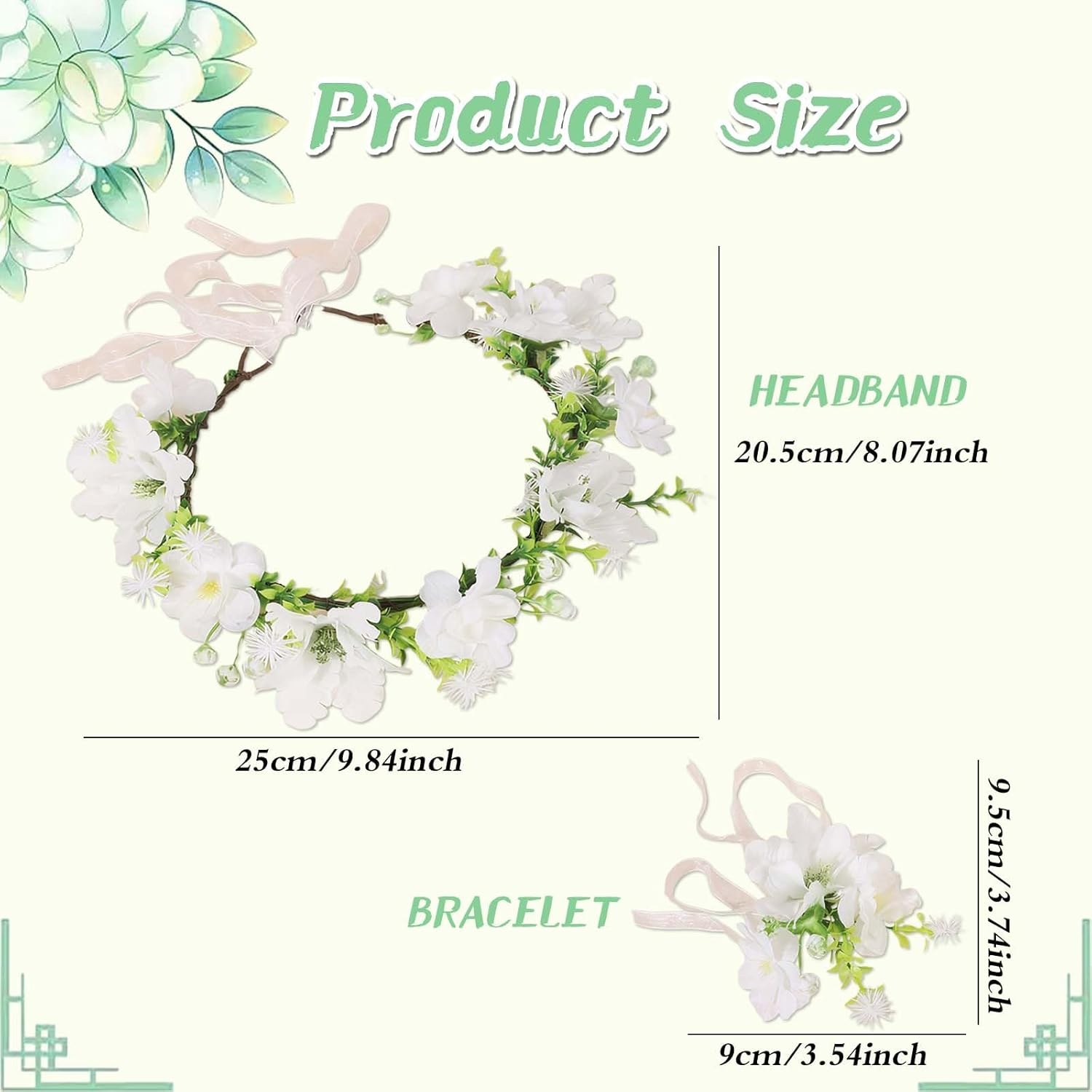 Exquisite Flower Wreath Headpiece - Perfect Addition for Bridal & Wedding, Dried Flowers Headband Style Hair Accessories image number 2