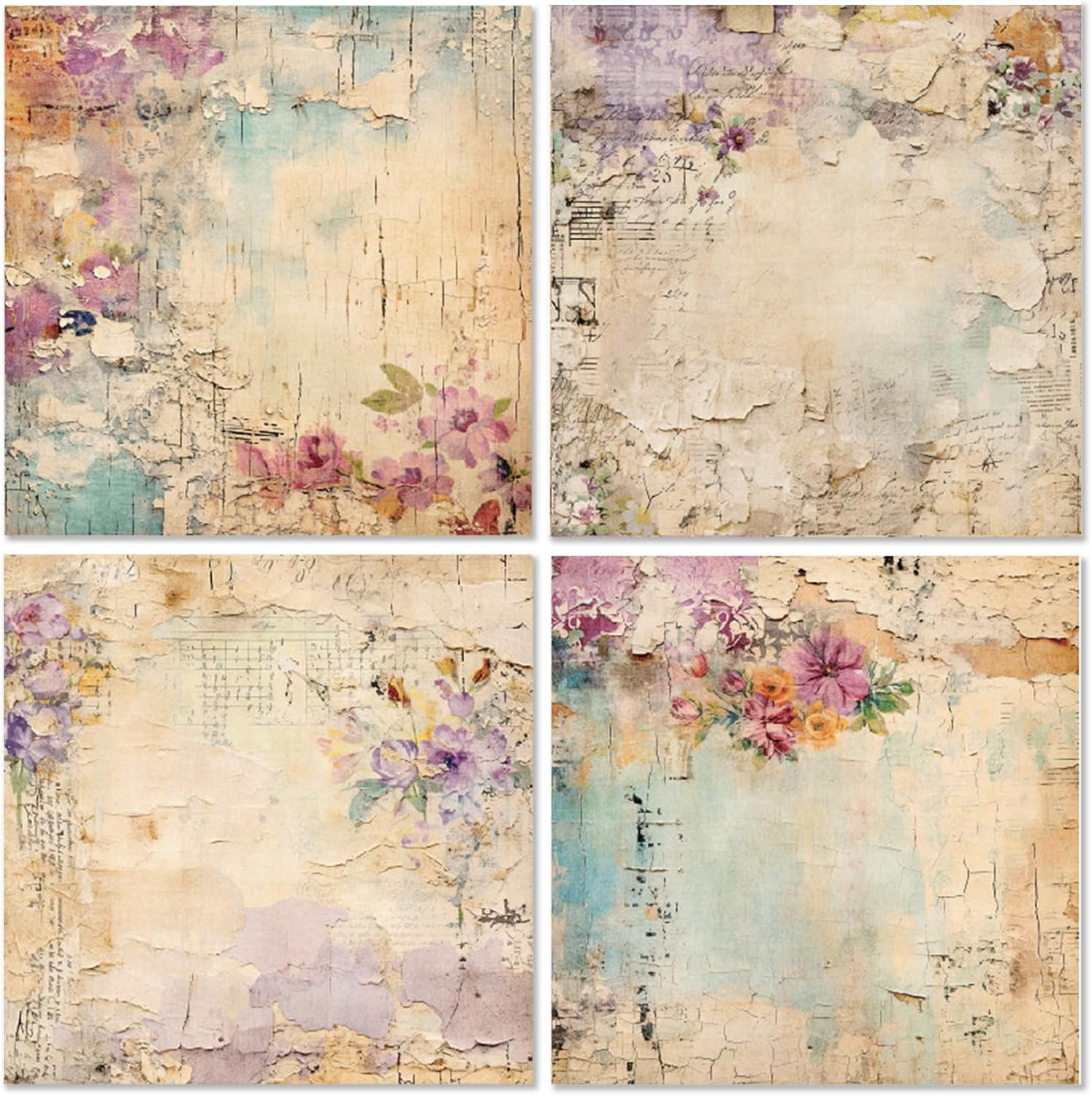 Vintage Floral Scrapbook Paper Pad - Flower Patterned Cardstock Paper Pads,6X6 Single-Sided Junk Journal Scrapbooking Paper for Card Making Cottagecore Picture Art Collage - Blue image number 7