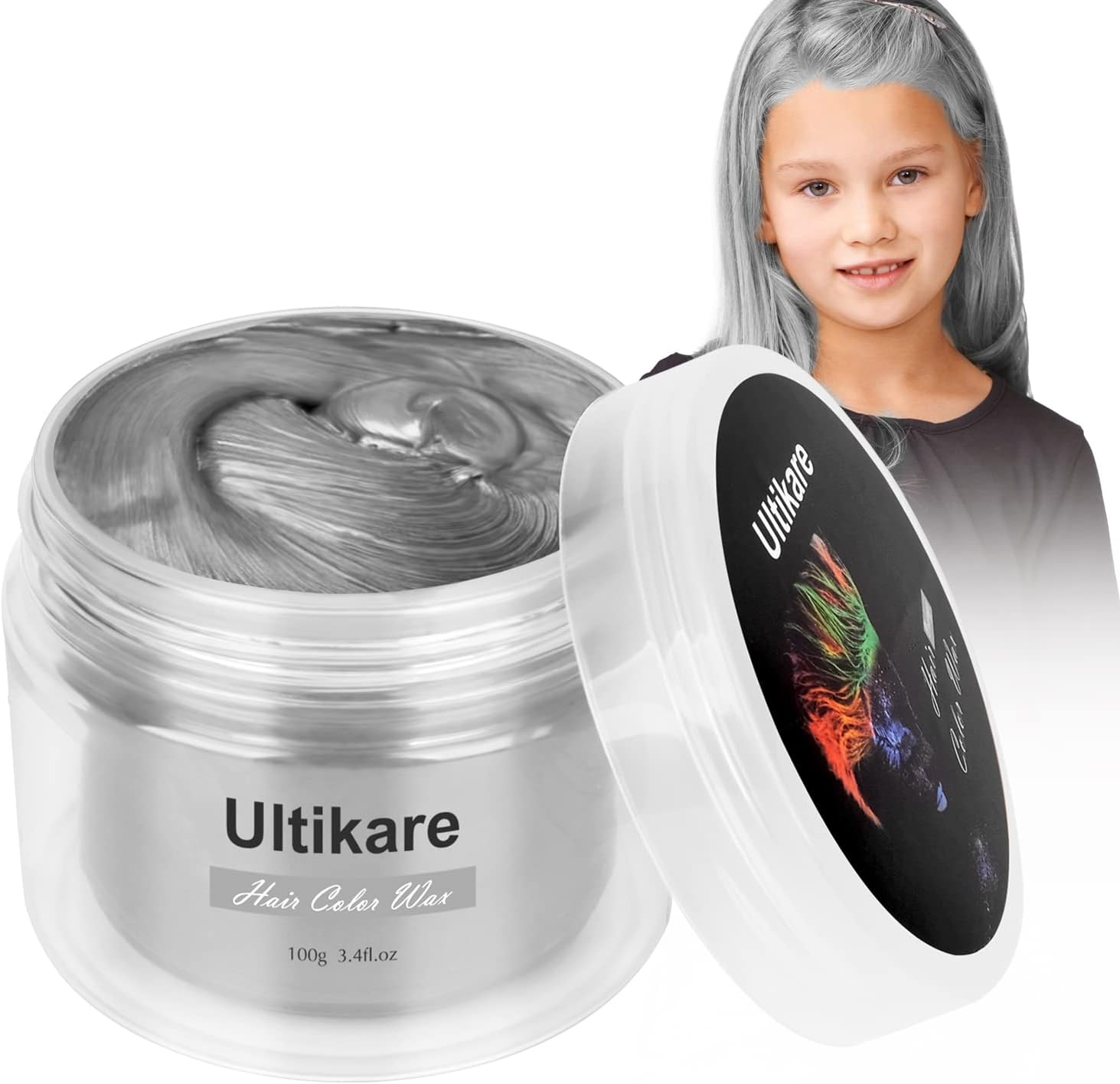 Temporary Hair Colour Cream, Ultical Hair Colour Wax Temporary Hair Wax Colour Instant DIY Cosplay for Carnival Christmas Halloween Parties for Men and Women (White)