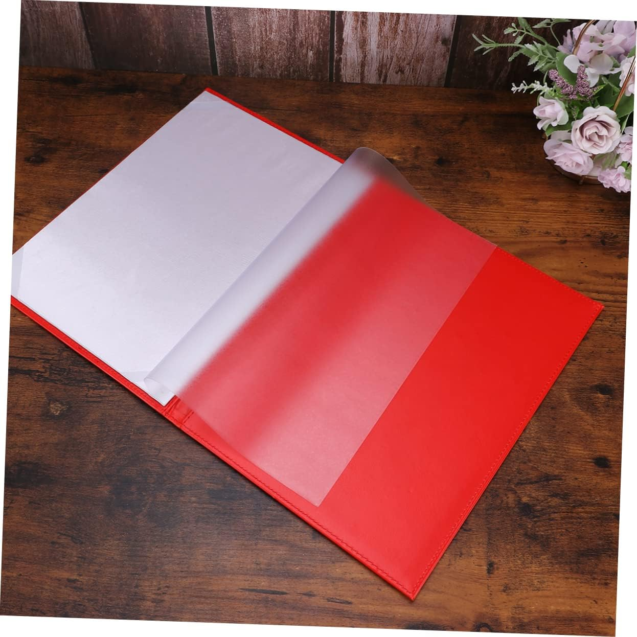 STOBOK A4 Red Leather Certificate Cover Blank Folder Protective Case for Diplomas Business Awards Office Documents image number 1
