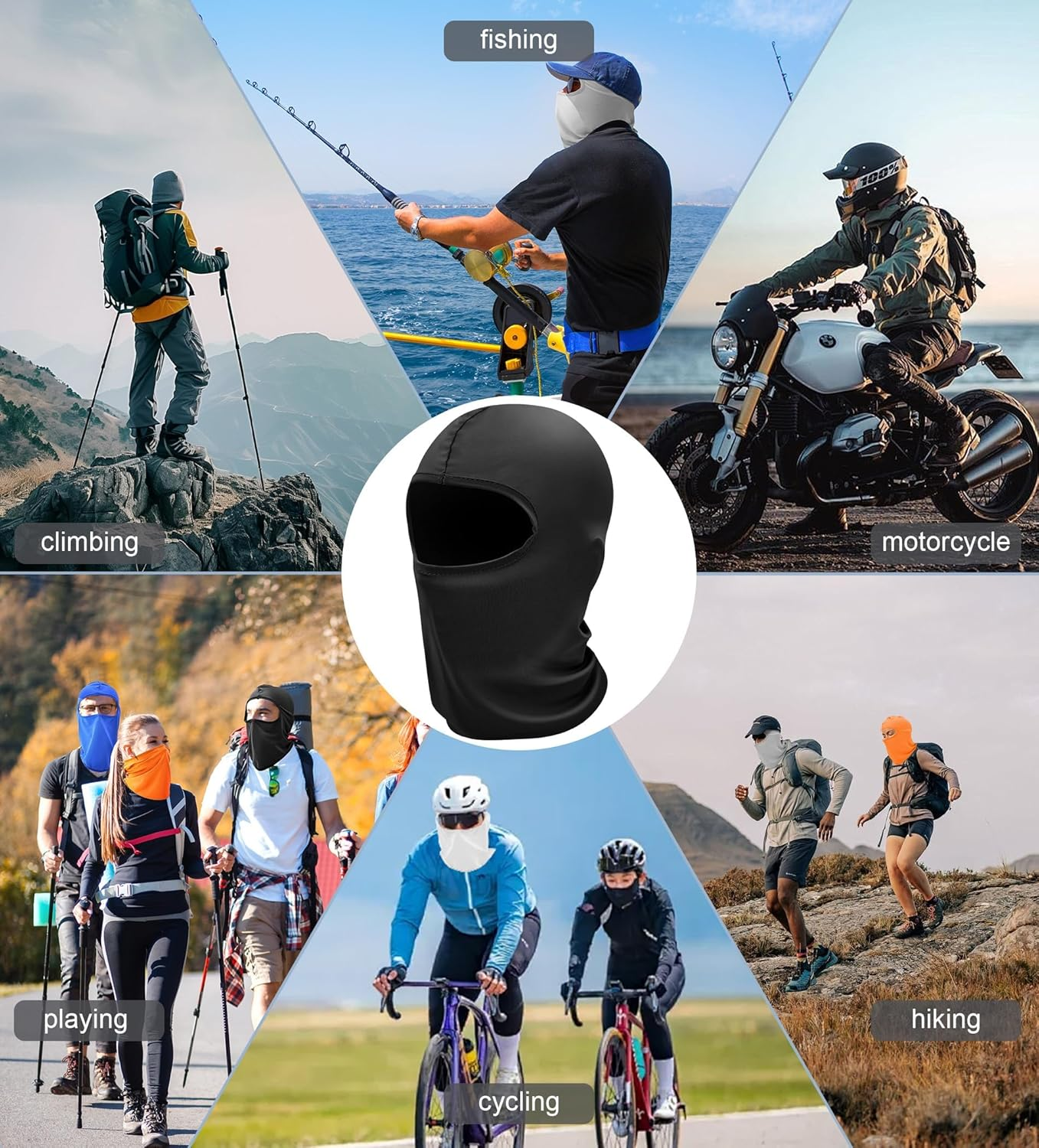 YBVABE Balaclava Face Mask - Neck Gaiter Adjustable, Windproof, UV Protection Hood; Summer Cooling, Lightweight, Breathable Ice Silk Motorcycle Scarf for Men and Women image number 2