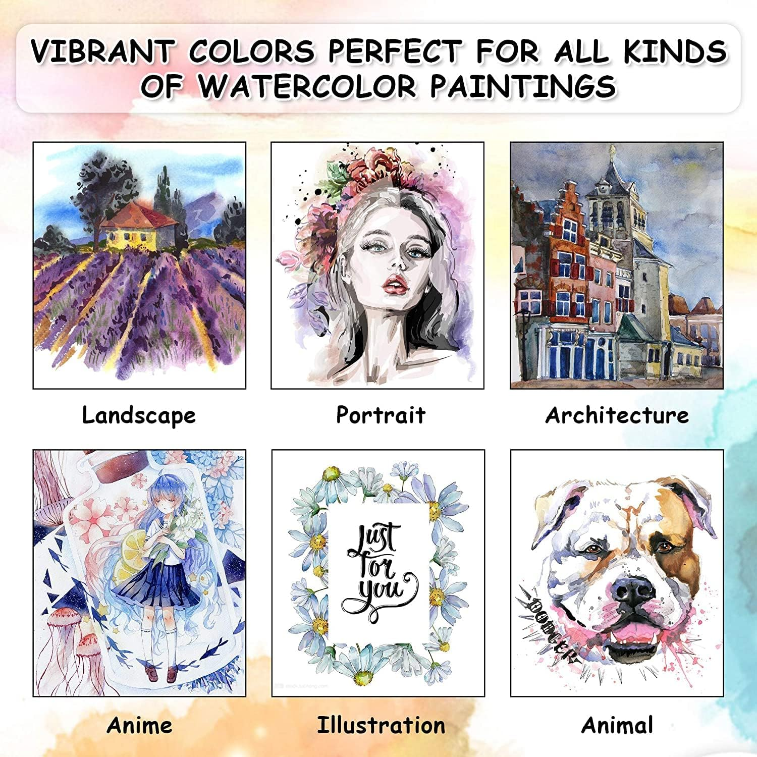 Shuttle Art Watercolour Paint Set, 48 Colours Watercolour Paint in Half Pans with 2 Water Brush Pens, 10 Paint Brushes, 1 Watercolour Pad, 1 Palette, 2 Colour Charts, Watercolour Kit for Kids Adults image number 3