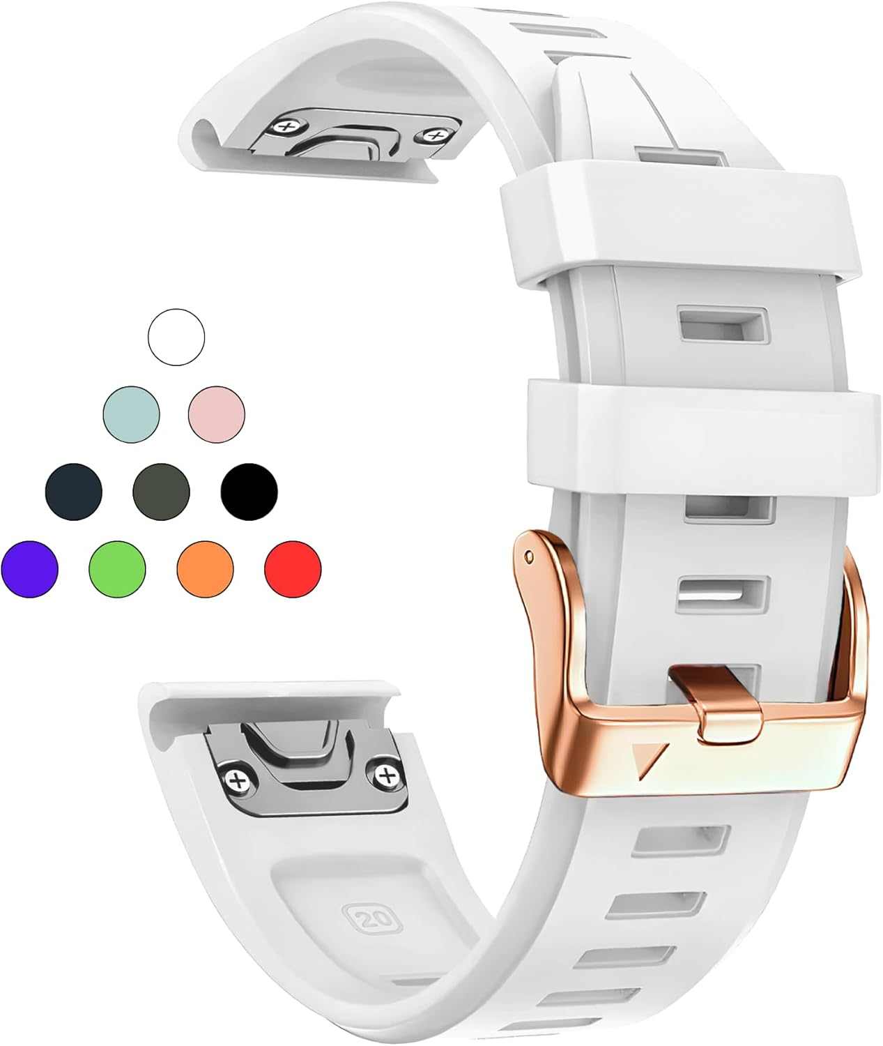 PCAVO Quickfit 20Mm Watch Band for Garmin Fenix 5S 6S 7S Pro Solar - Rose Gold Buckle - Rugged Silicone Wristband Replacement for Garmin Epix Pro Gen 2 42Mm Descent Mk2S/3/3I image number 2