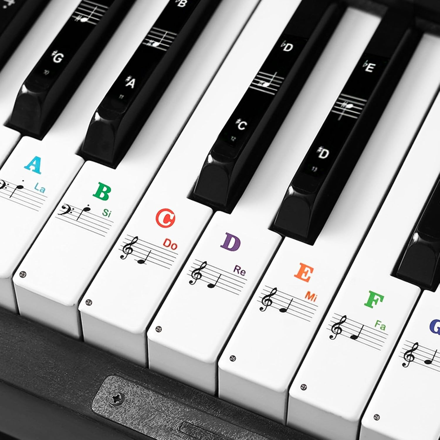Piano Keyboard Stickers for 88/61/54/49 Key, Piano Keyboard Stickers for Kids Learning Piano, Transparent and Removable Piano Key Labels Notes, Colorful image number 5