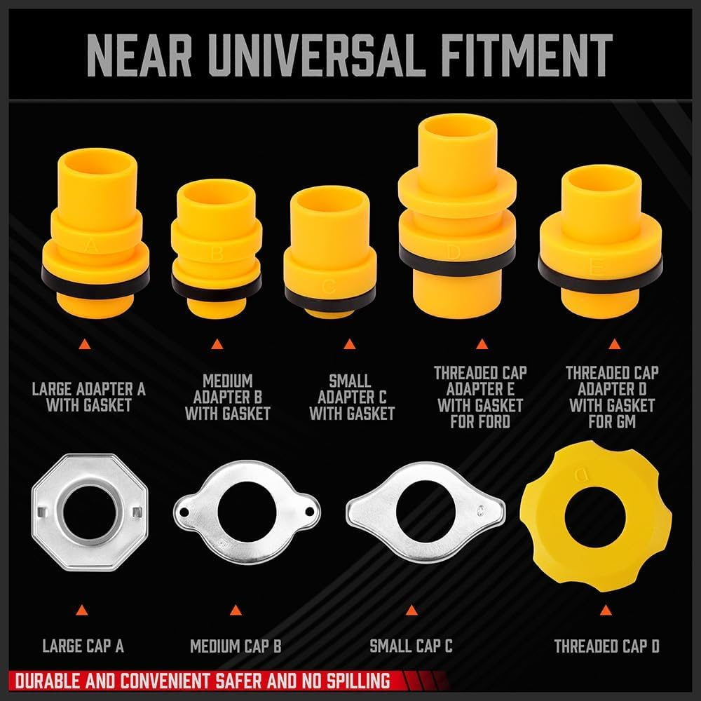 SEDY 19-Pieces No Spill Coolant Filling Funnel Kit, Spill Proof Radiator Funnel Bleeder with Adapters.General-Purpose image number 5