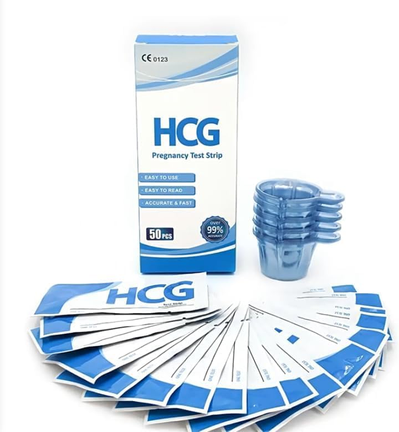 50 Pack HCG Pregnancy Test Strips with Urine Cups, HCG Test Accurately and High Sensitivity Result Pregnancy Home Test Strips image number 2