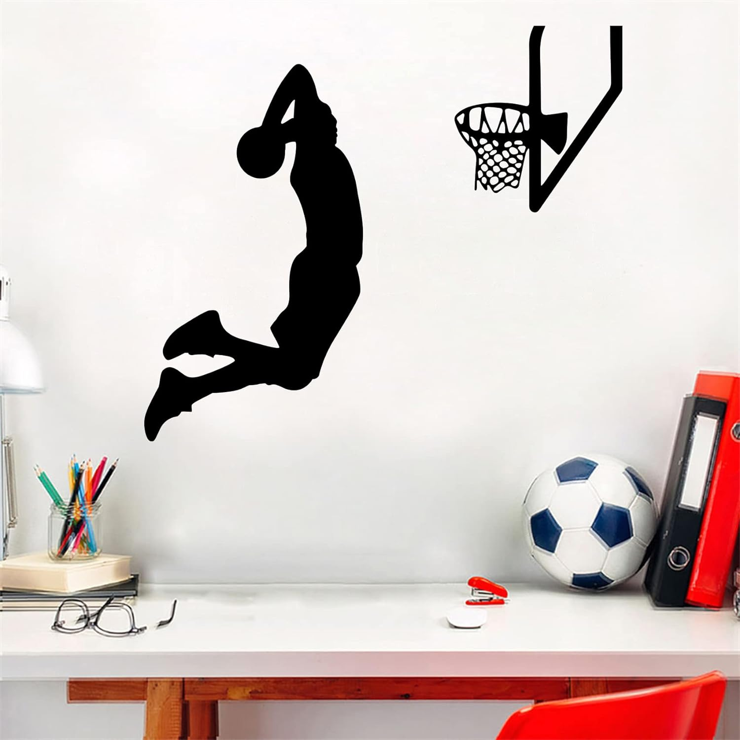 Basketball Wall Decor Sports Stickers Peel and Stick Wall Decals for Boys Bedroom, 24X20.1In image number 1