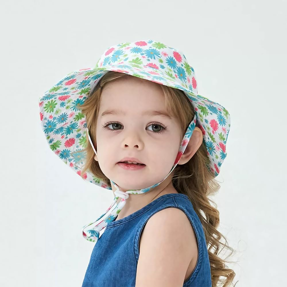 Ptduabenlu Baby Sun Hat Toddler UPF 50+ Summer Sun Protection Cap Infant Beach Wide Brim Bucket Hat for Kids Boys Girls image number 5