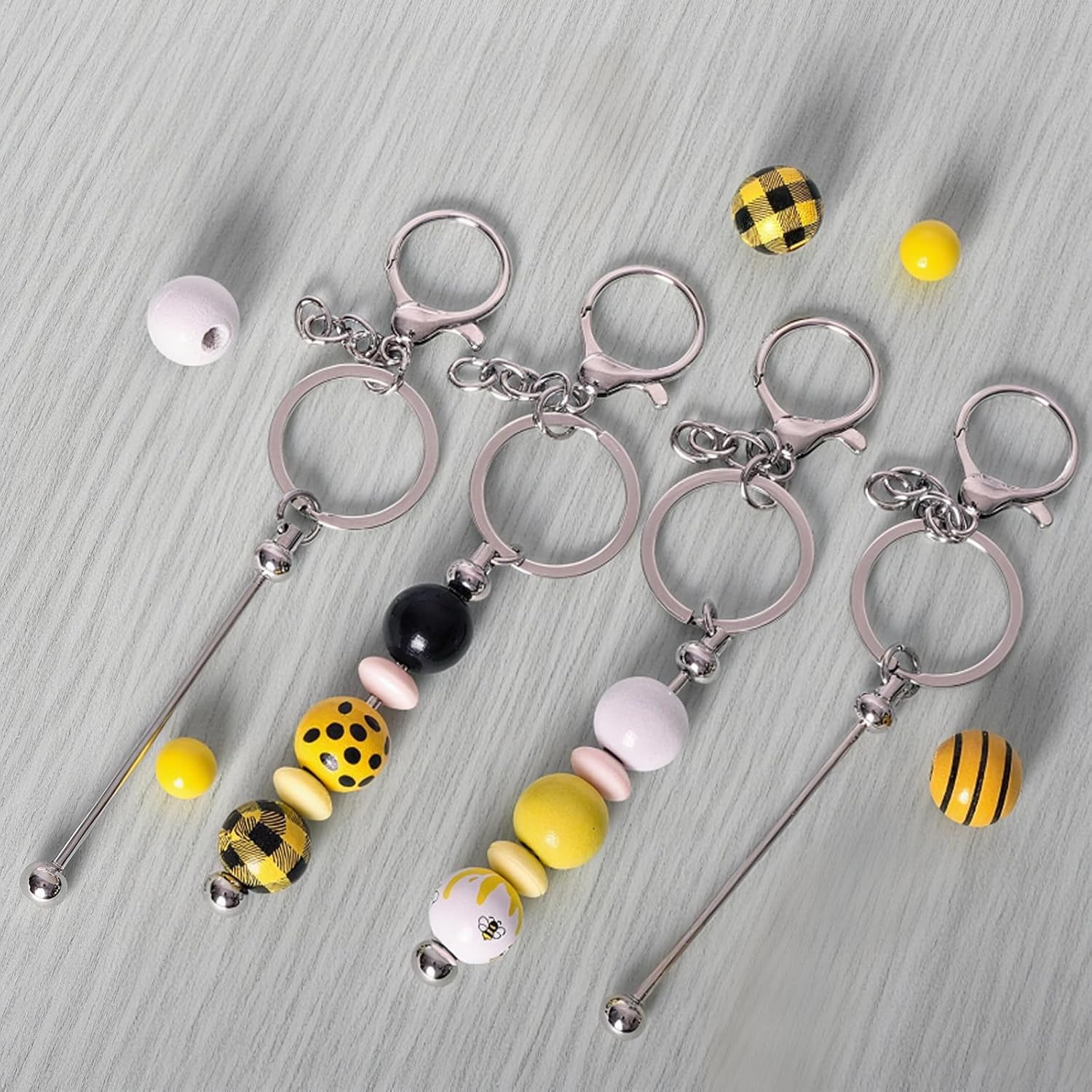 10 Pcs Beadable Keychain Bars Assembled Beadable Keychain Making Kits for DIY Craft Making Gift image number 4