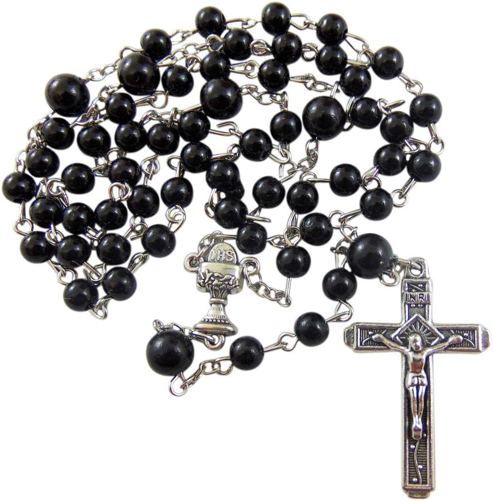 Westmon Works Boys First Communion Rosary Beads with Metal Crucifix & Center with Gift Bag