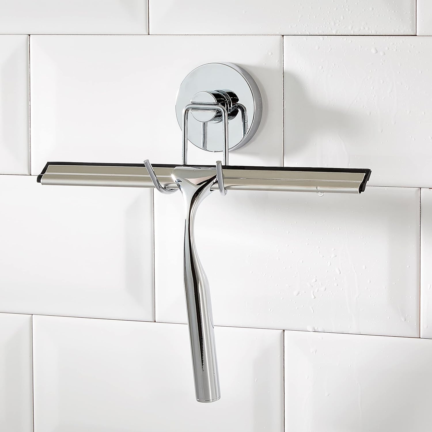 WENKO Squeegee for Shower Glass Door with Holder, Shower Squeegee for Shower Doors, Bathroom Squeegee for Shower, Dimensions 9.8 X 8.5 X 2.4 Inch, Chrome image number 1