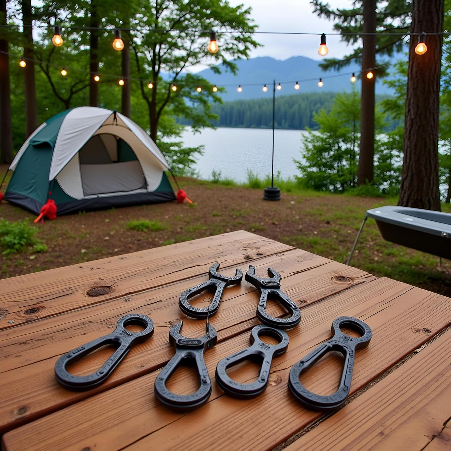 10Pcs Black Plastic Snap Clip Hook Camping Carabiner Buckle Multifunction Snap Hook Camping Equipment Tent Buckle Clips Tent Hooks for Lights Hanging to Canopy Outdoor Tent Tool Accessories image number 2