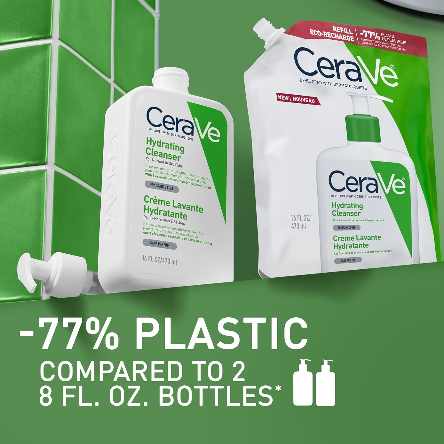 Cerave Hydrating Cleanser Eco-Recharge Refill 473 Ml image number 3