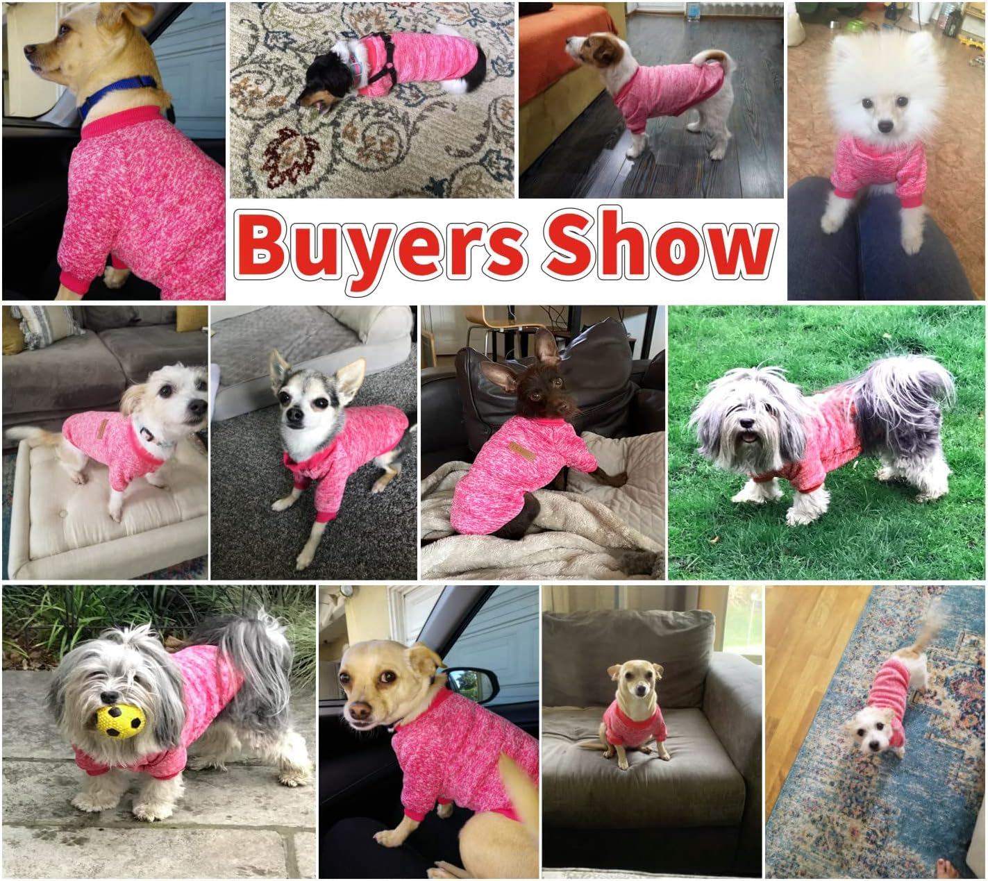 Idepet Pet Dog Classic Knitwear Sweater, Fleece Coat Dog Outfits for Small, Medium, Large Dog, Warm Pet Dog Cat Clothes, Soft Puppy Customes (L, Rosered) image number 3