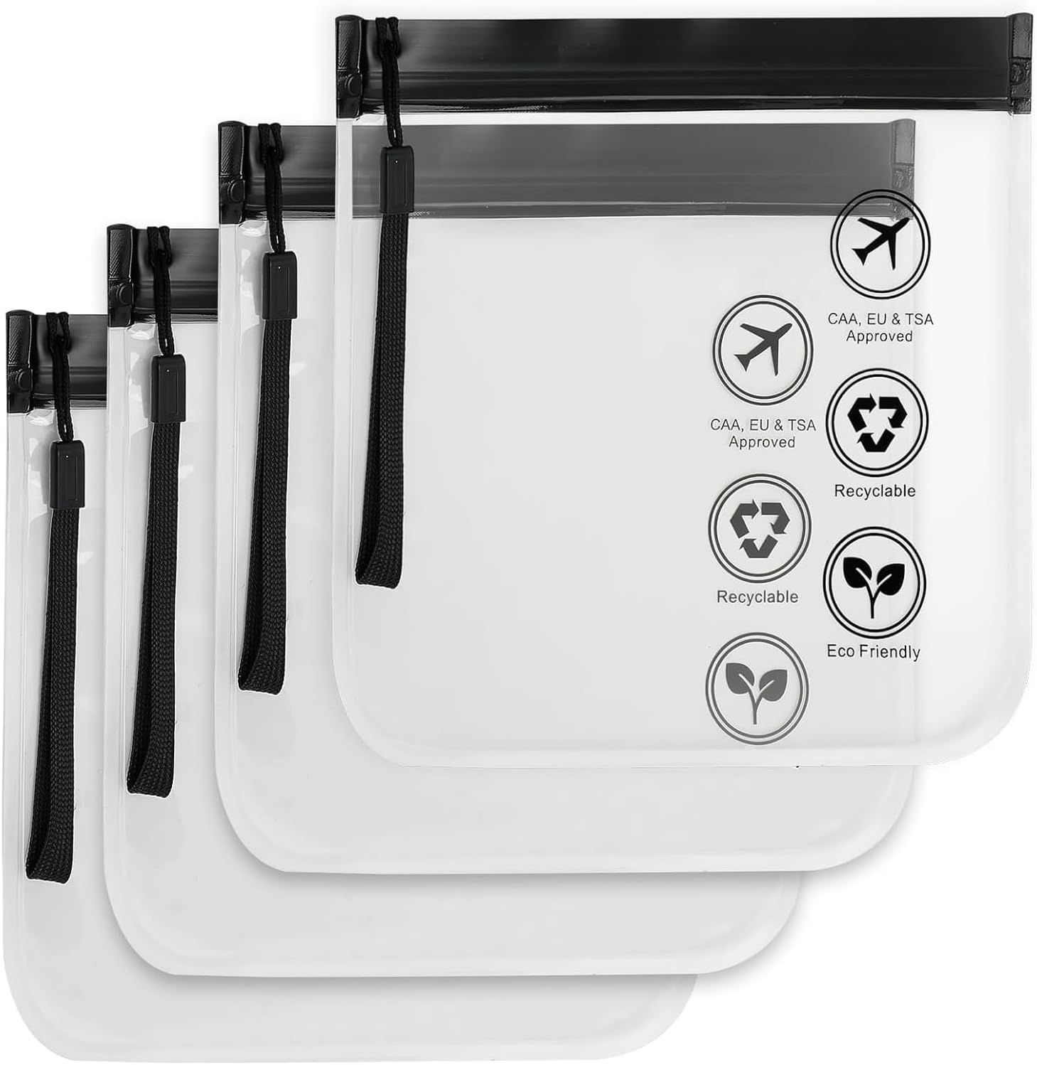 4Pcs TSA Approved Clear Travel Toiletry Bags Waterproof Toiletry Bag 20X20Cm,Airport Airline Compliant Transparent Bag,For Liquids, Makeup | Travel-Friendly & Portable Cosmetic Storage image number 1