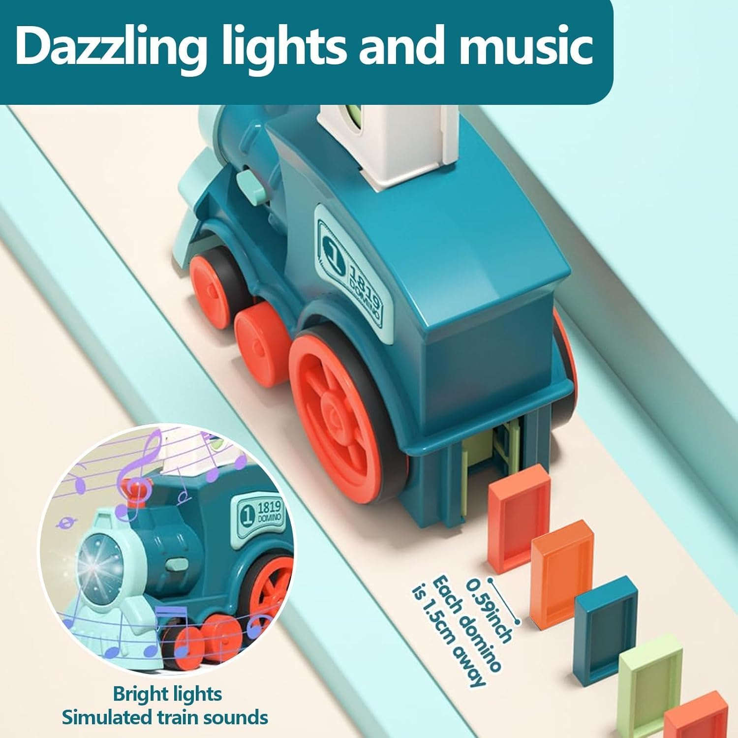 Linzezon Domino Train Toys, 200PCS Automatic Dominoes Kids Games for 3 Year Old Boys, Summer STEM Montessori Toy Autistic Toddler, Christmas Birthday Gifts Age 3-12 image number 6