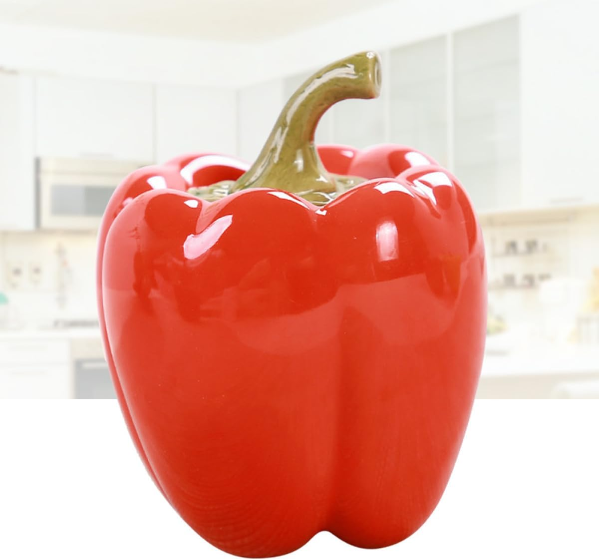 TOMETURE Red Small Mini Ceramic Tea Storage Jar Capsicum Shape Food Container for Loose Tea and Coffee Beans image number 2