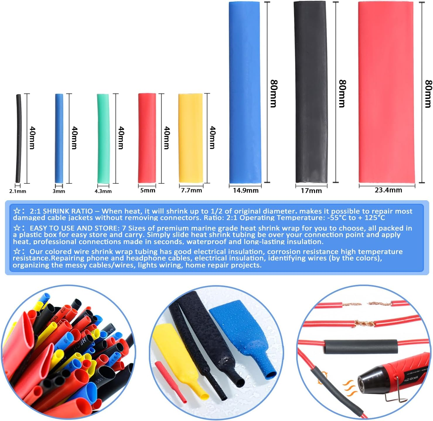 Aikoolwer Solder Seal Wire Connectors Self Soldering Shrink Butt Waterproof Insulated Electrical Terminals Marine Automotive Boat Truck Wiring Stick Solderstick Connector Kit image number 2