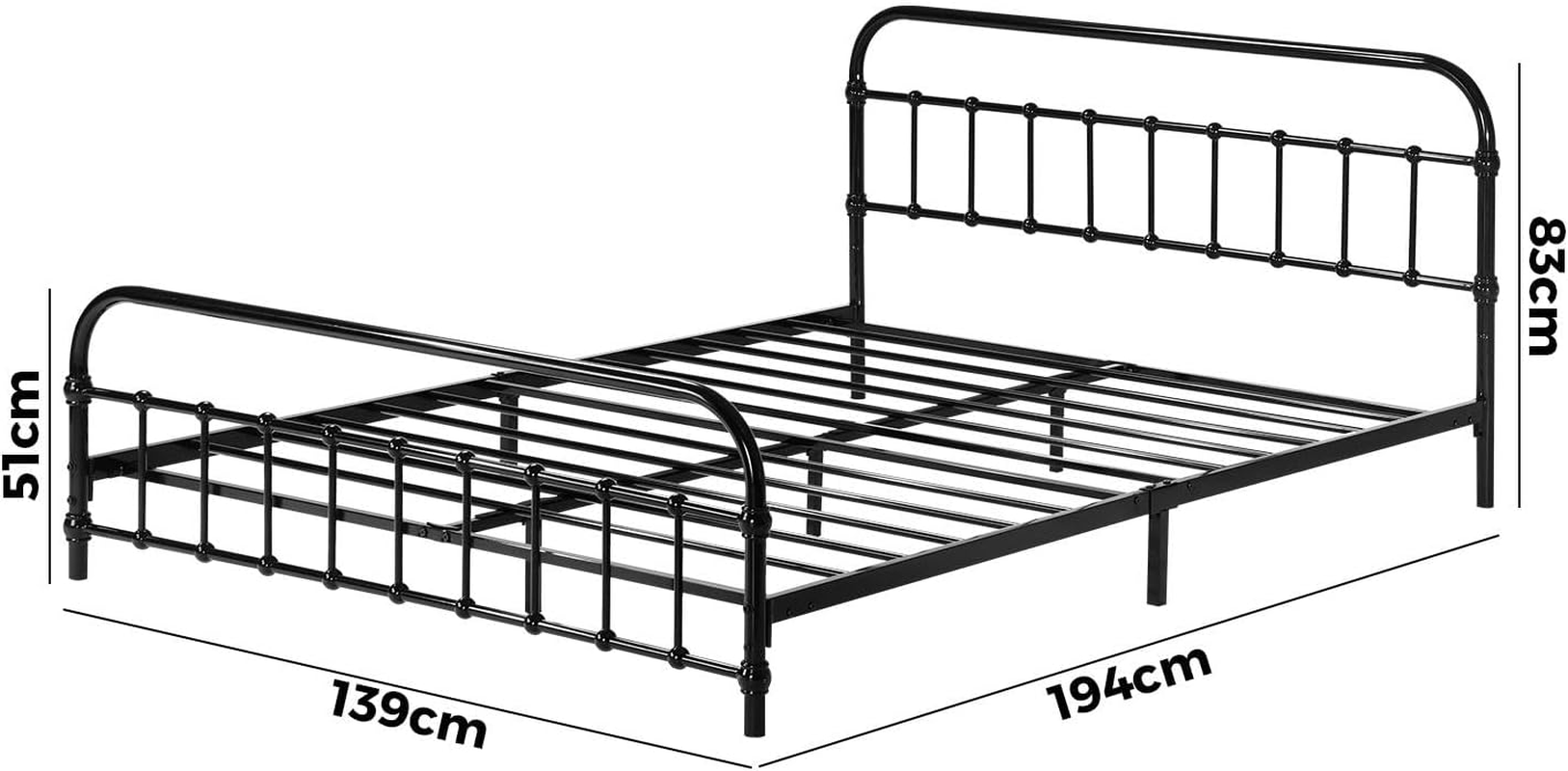 Oikiture Double Bed Frame Metal Bed with Extra Storage Space Home Bedroom Bed Base Plaform image number 7