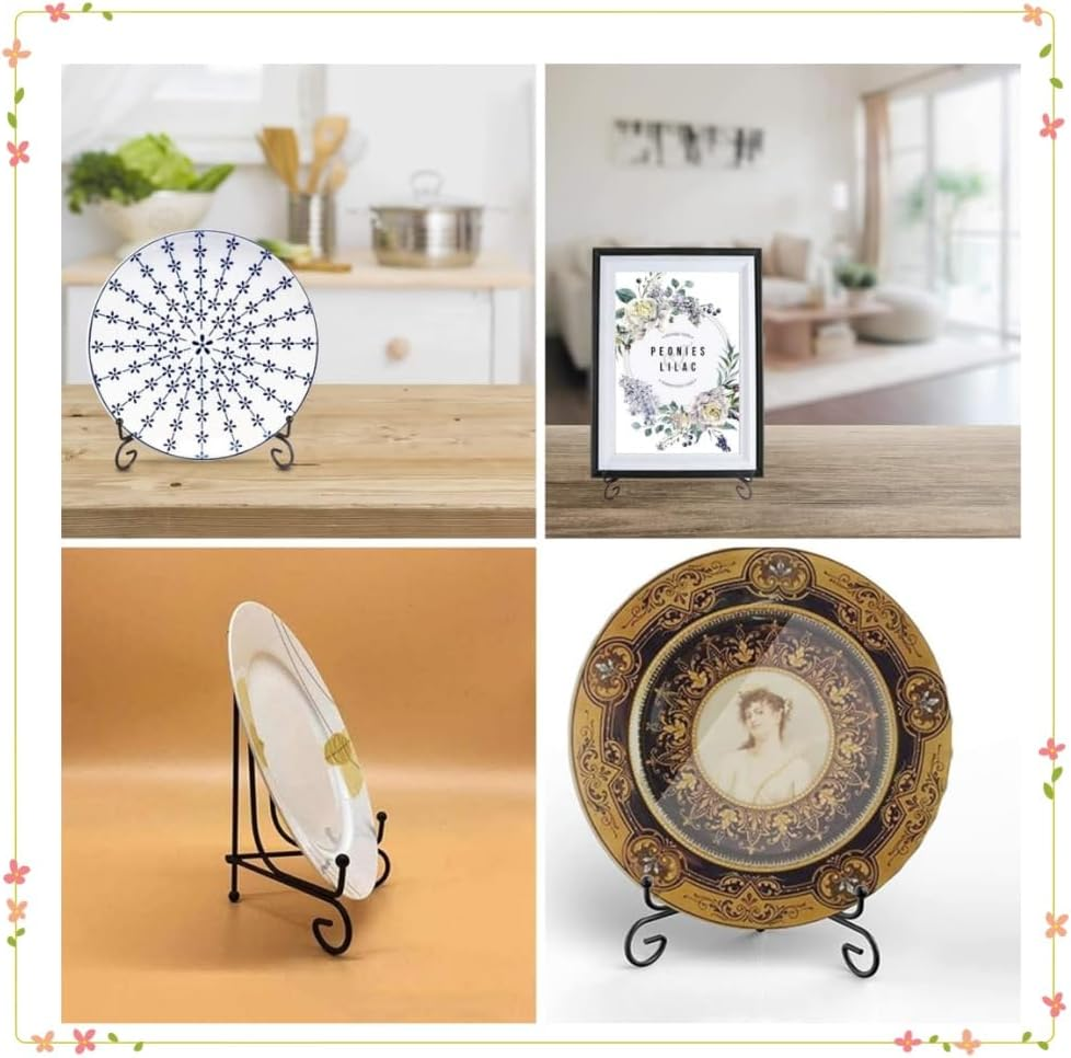 4 Pcs Iron Display Stand,4 Inch Iron Easel Plate Display Photo Holder Stand, Displays Picture Frames, Cookbooks, Decorative Plates, Tablets and Art(Black) image number 4