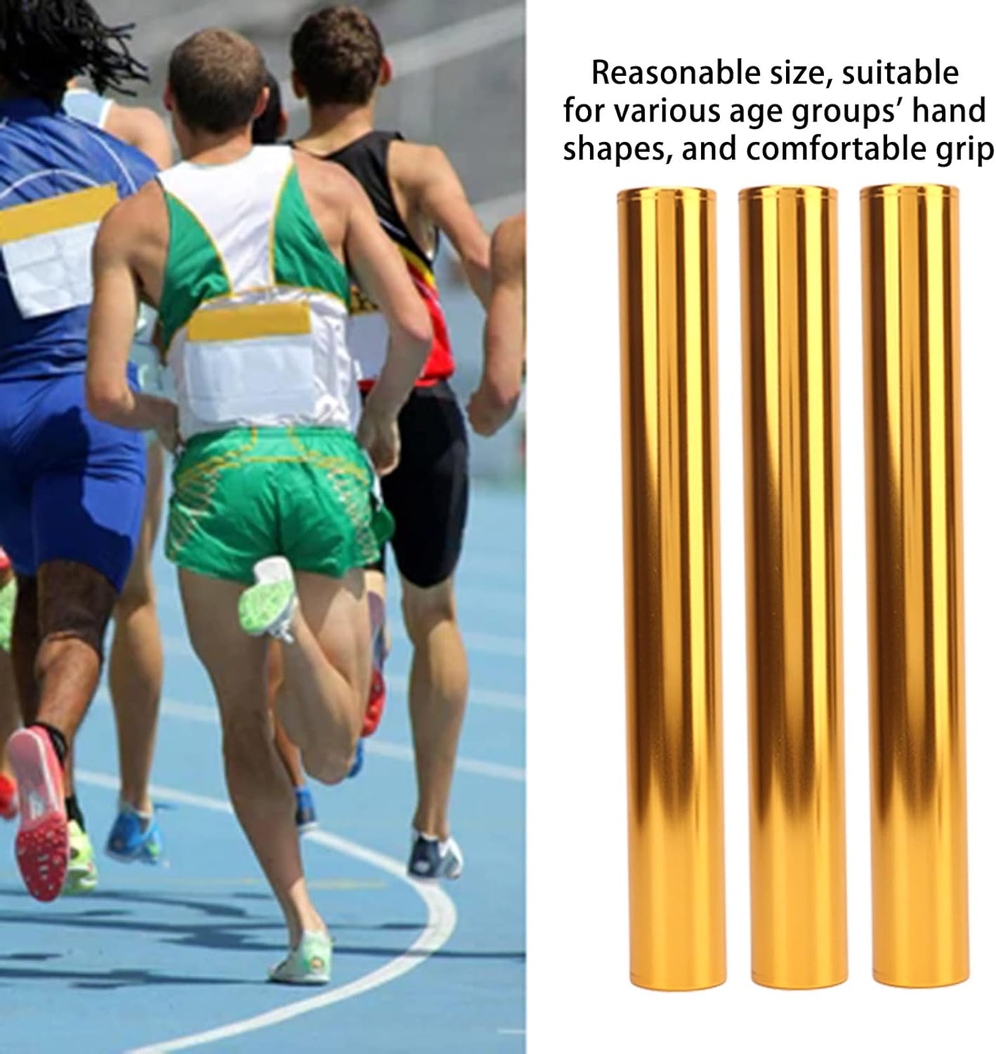 Athletics Reusable Batons 3Pcs Aluminum Alloy Proper Size for Student Relay Events (Gold) image number 2