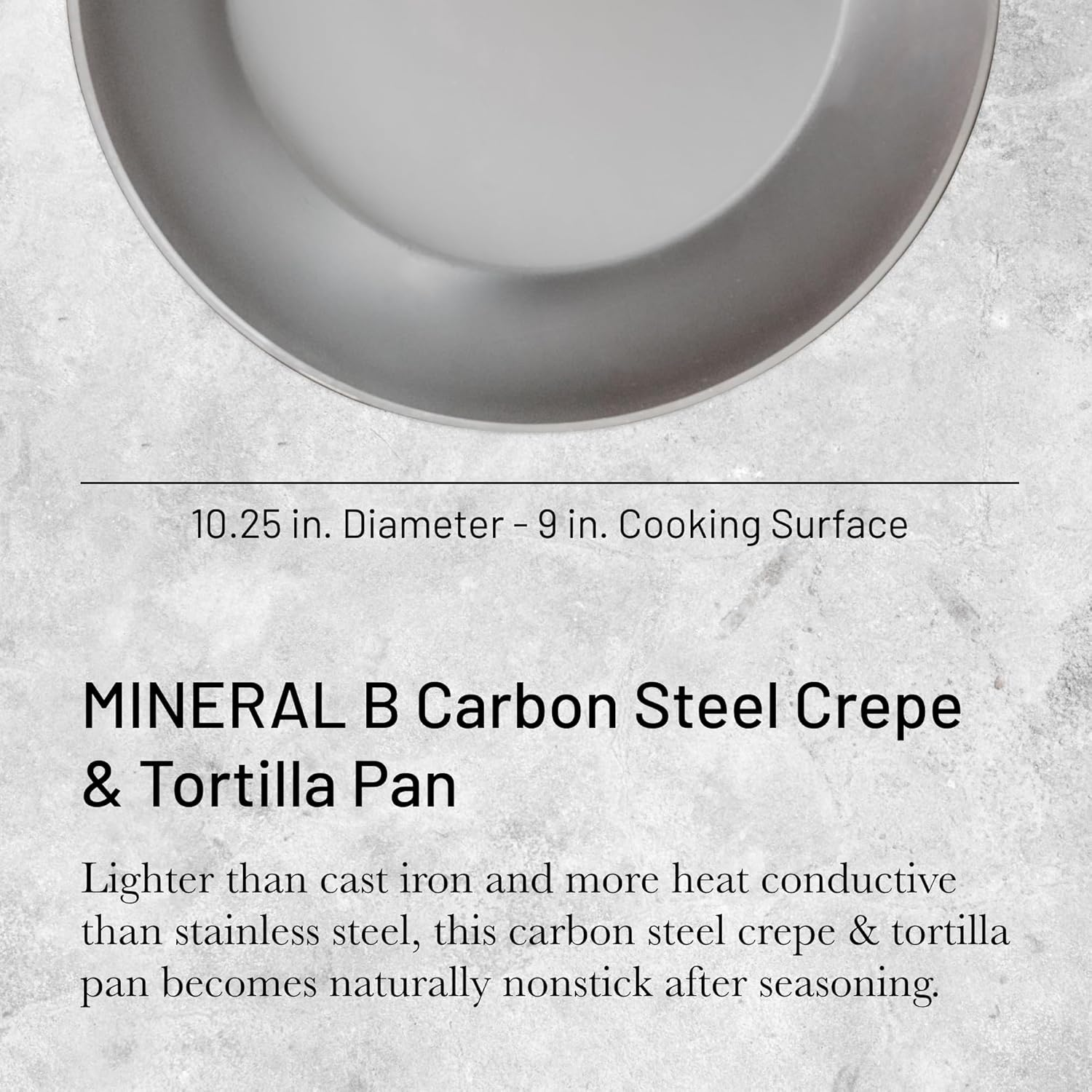 De Buyer 5615.26 Mineral B round Carbon Steel Crepe/Tortilla Pan 10.25-Inch Silver-Grey image number 3