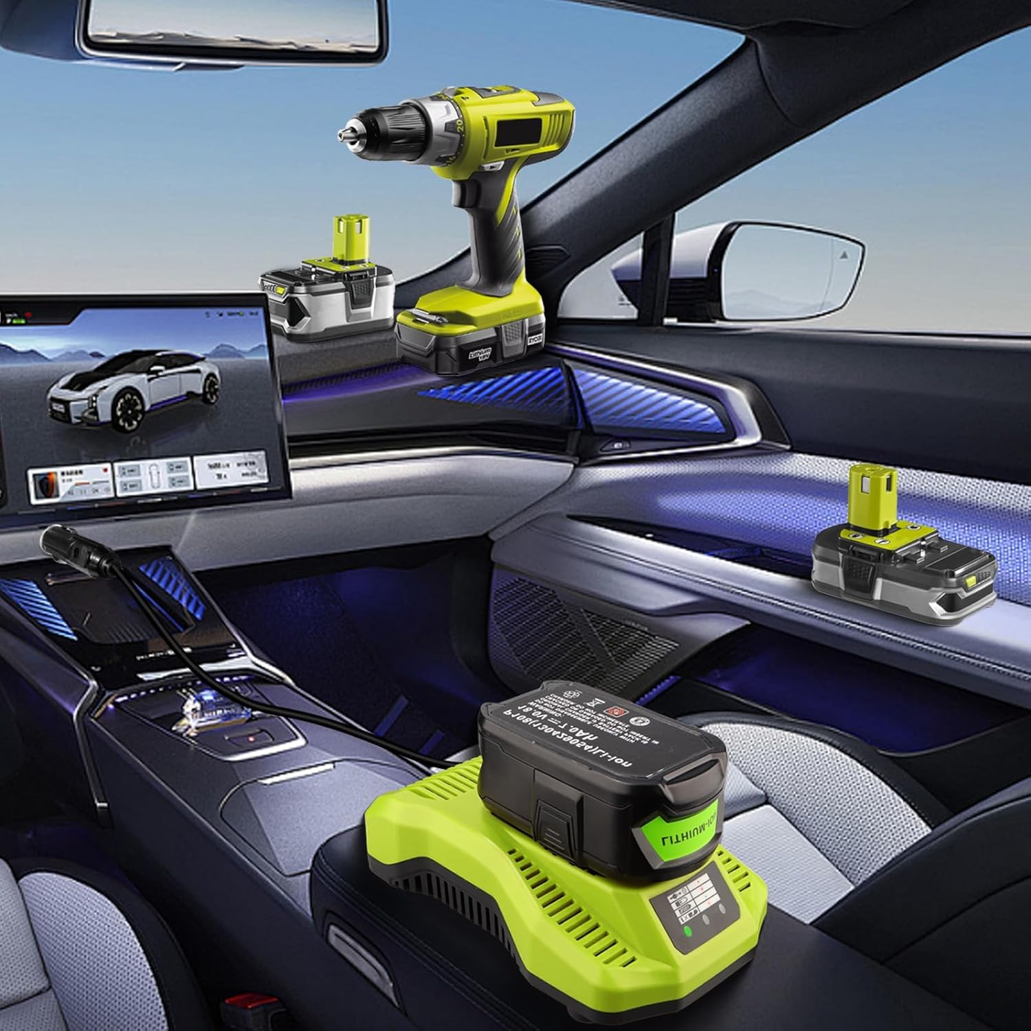 Rapid Auto Charger Replacement for Ryobi One+ 12V 14.4V 18V Lithium-Ion/Nicad/Nimh Battery, Car Vehicle Charger for Ryobi P102 P108 P189 P197 P103 P105 P107 P190 P191 PBP002 PBP005