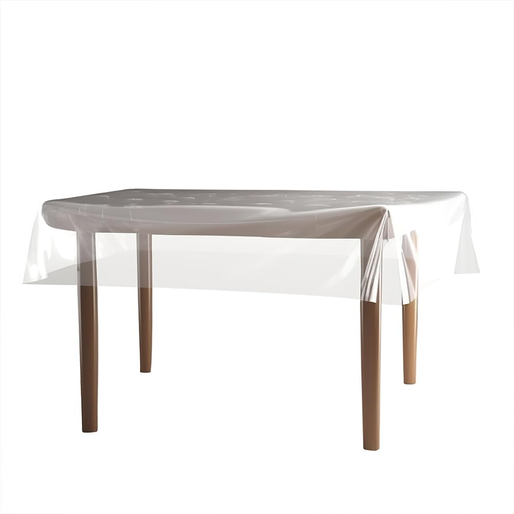 Restaurantware Table Tek 54 X 54 Inch Table Top Protector 1 Rectangle PVC Table Protector - 6 Mil Thick Waterproof Clear Plastic Dining Table Cover Heavy-Duty No-Slip Cover for Table