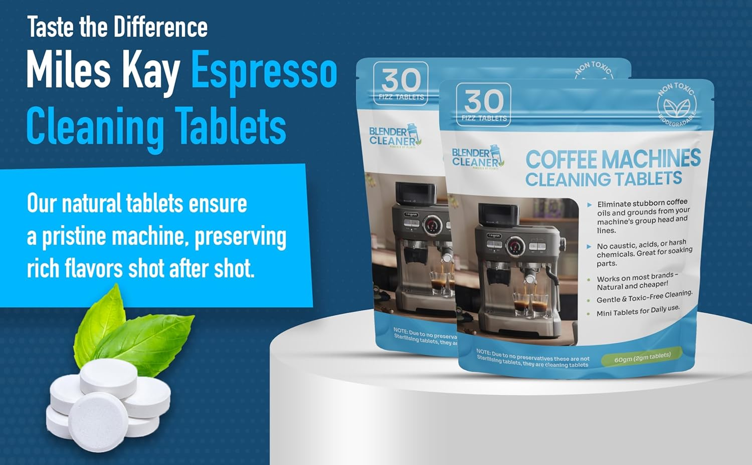 Miles Kay 60-Pack Cleaning Tablets (2-Year Supply), Compatible with Breville, Jura, Delonghi, and Universal Coffee Brands &ndash; Professional Coffee Grease/Residue Cleaner for Baristas image number 6