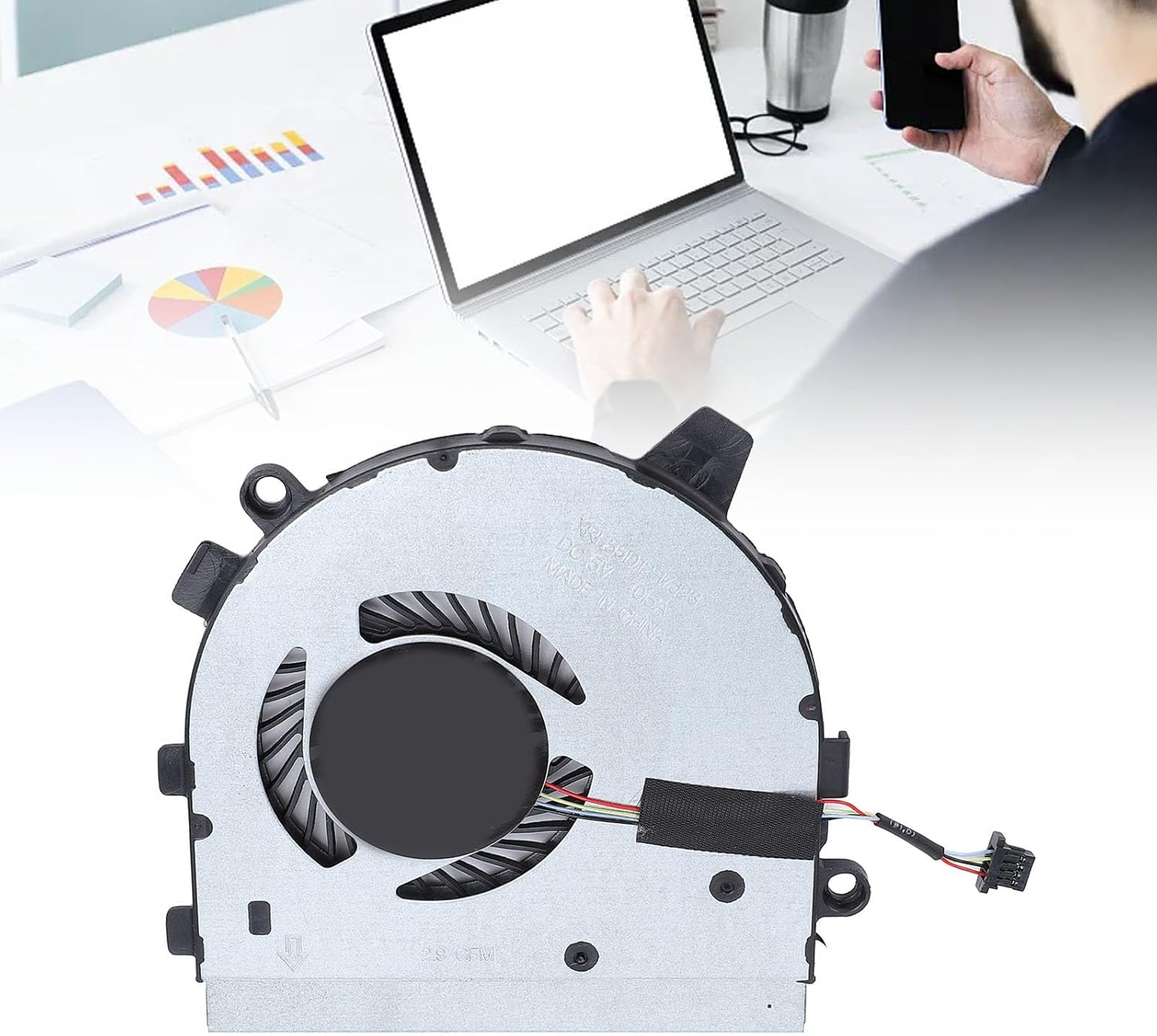 Replacement CPU Cooling Fan for 13 7390 P113G001 2 in 1 Laptop, 4 Pin Power Connector Aluminum Alloy CPU Cooler Fan with Repair Kit, Enhanced Cooling Function image number 3