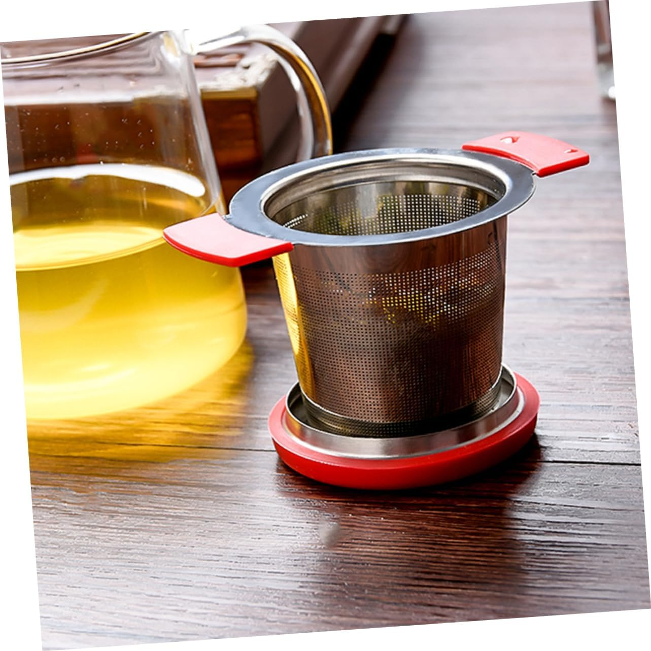 UTHCLO Practical Tea Infuser Filter Loose Leaf Tea Infuser Coffee Filters Infuser for Loose Strainer Trap Mug Filters Espresso Ground Coffee Stainless Steel Leaker Red image number 2