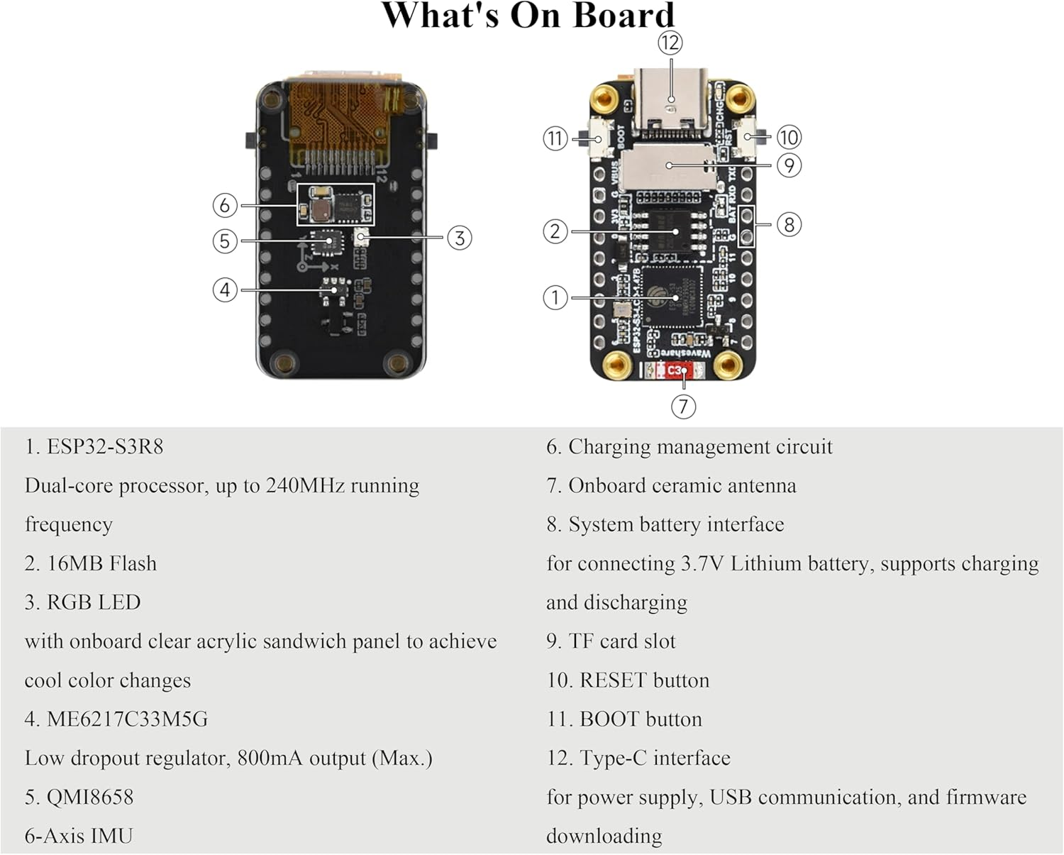 ESP32-S3 1.47Inch LCD IPS Display Development Board, 172X320 Resolution, 262K Display Color, 240Mhz LX7 Dual-Core Processor, Support 2.4Ghz Wi-Fi/Ble 5, ESP32 with Display, with Pre-Soldered Header image number 5