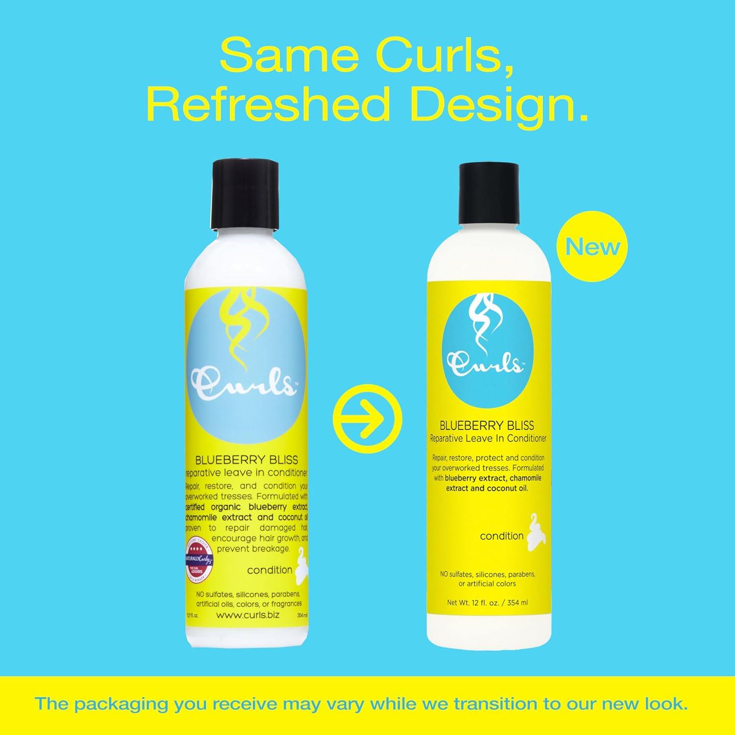 Curls Blueberry Bliss Reparative Leave in Conditioner - Repair Damage and Prevent Breakage - Encourage Hair Growth - for All Types 8 Oz