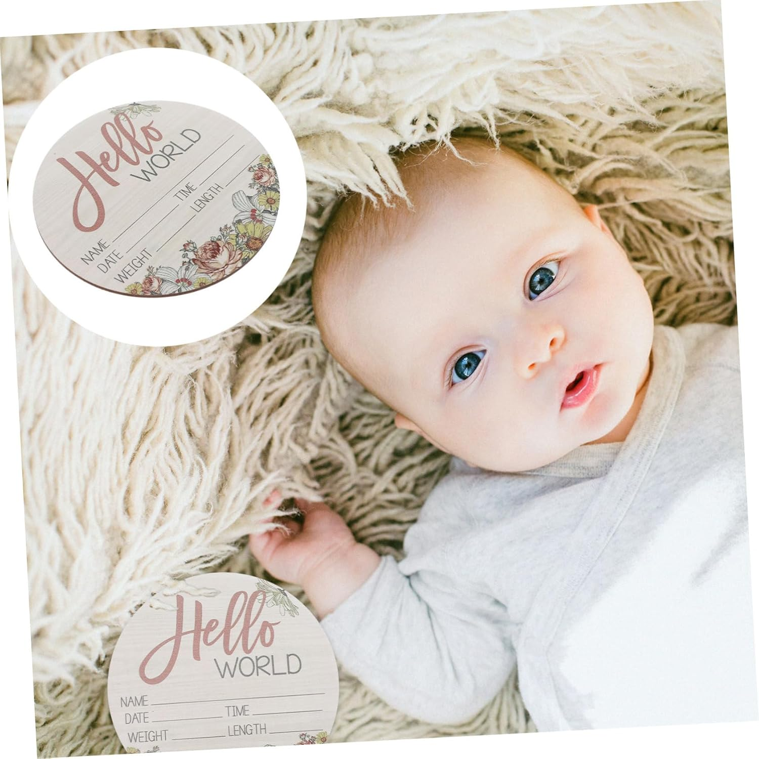 Wooden Newborn Announcement Sign Baby Birth Name Photo Prop for Hospital Baby Shower Nursery Decor