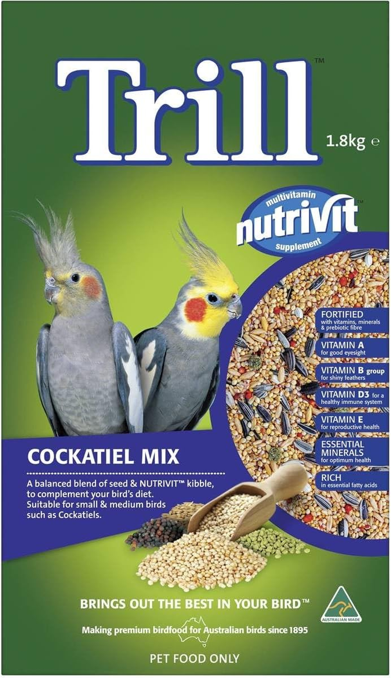 Trill Cockatiel Mix 1.8 Kg &ndash; Bird Seed Mix with Nutrivit Multivitamin Supplement, for Small & Medium Parrots &ndash; Bird Food with Nutritious Millet, Sunflower Seeds, Grains and Oats& More image number 3