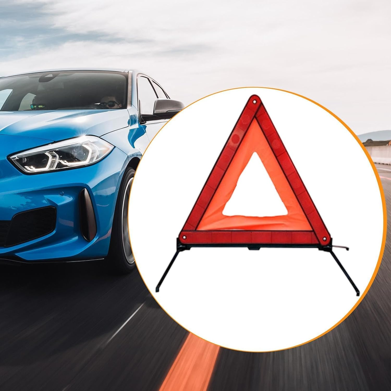 Folding Emergency Warning Triangle Tripod Multifunctional Compact for Quick Deployment with Storage Box Hazard image number 2