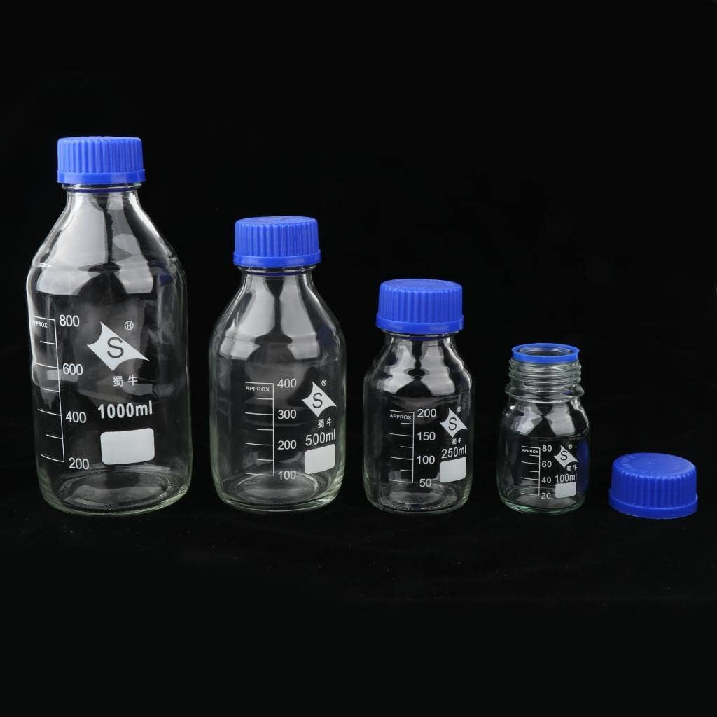 Baosity Lab Polypropylene Wide Mouth Reagent Bottles, Clear Glass Storage Jar 100Ml/ 250Ml/ 500Ml/ 1L - Blue, 100Ml image number 2