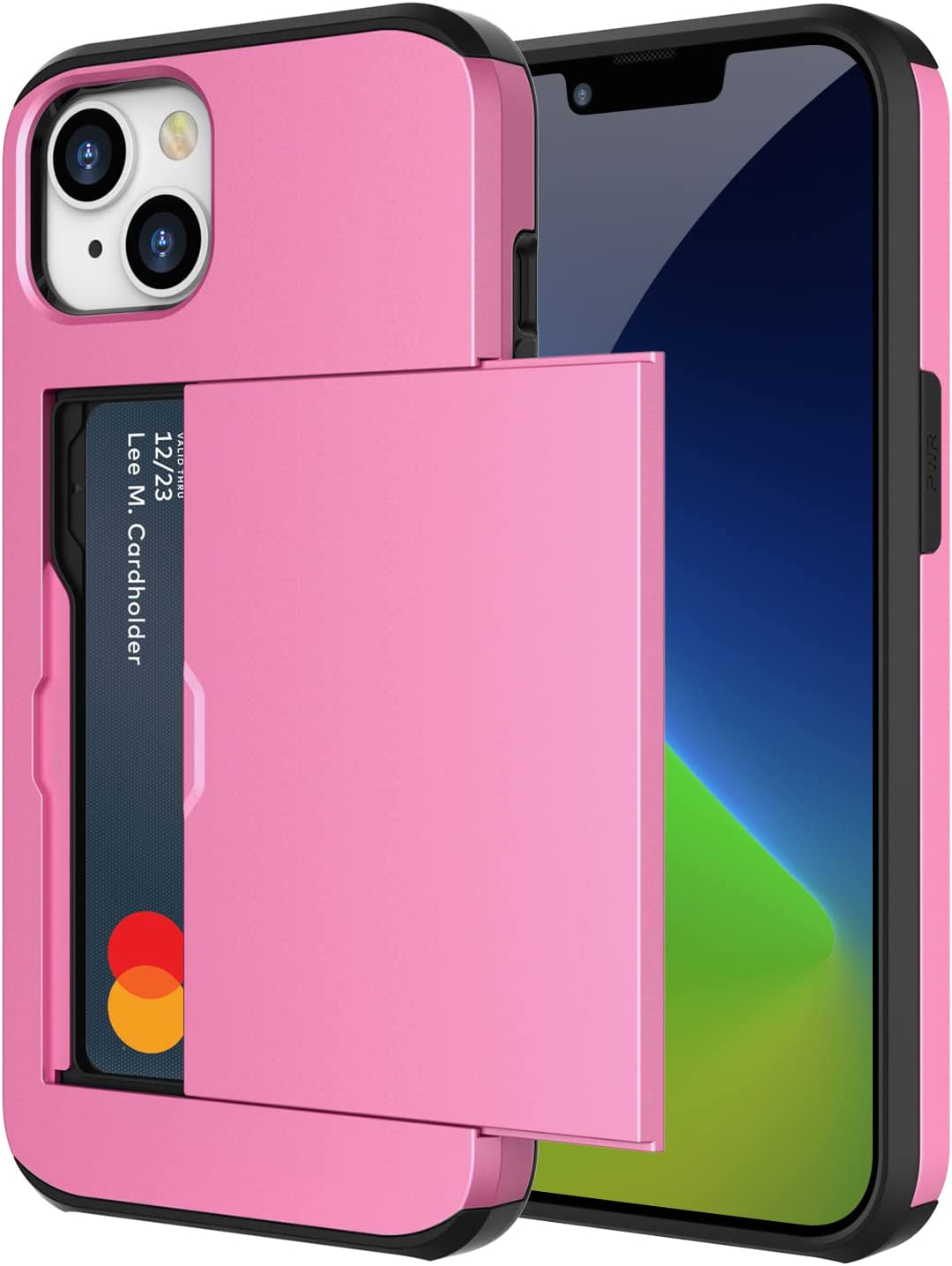 ZUSLAB Iphone 14 Case Slide Armor Card Holder Protective Shockproof Hard Back Cover for Apple - Silver