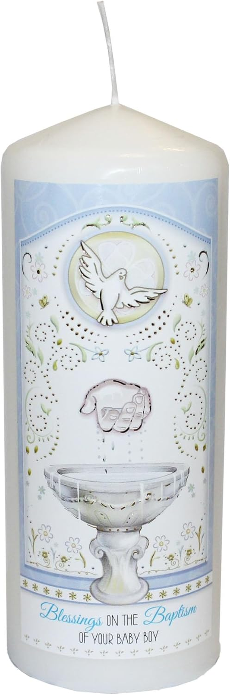 Widdle Gifts Pillar Candle for Baptism of Your Baby Boy in Organza Bag Keepsake Gift - 2503 image number 1