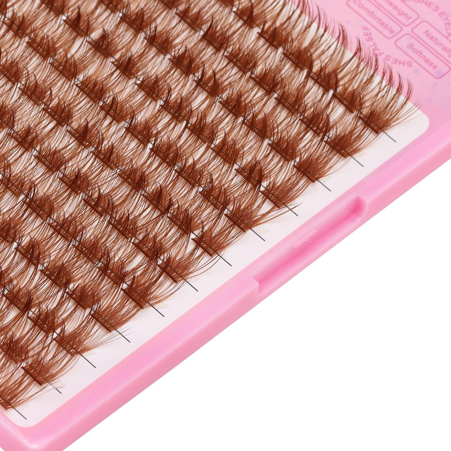SULV Light Brown False Eyelashes Clusters 144Pcs D Curl 8-20Mm Mixed Eyelash Clusters Eyelash Extensions Soft Comfortable Material Dramatic Eye Lash (C#Zz-Light Brown-12-14-16Mm Mixed) image number 2