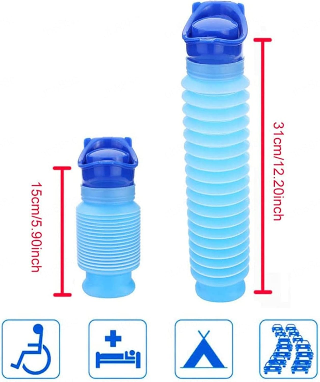 2PCS Men&rsquo;S Pocket Toilet, Emergency Urinal Portable and Reusable Outdoor Shrinkable Urinal, Unisex Portable Mobile Toilet Potty Pee Urine Bottle for Camping Travel Traffic Jam and Queuing image number 1