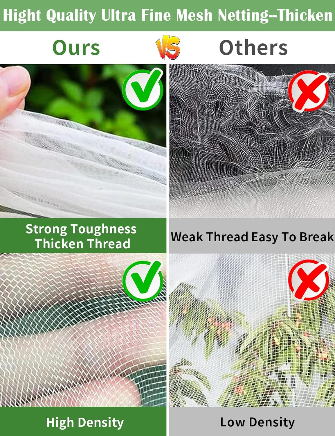 Garden Mesh Barrier, 3MX15M Fine Netting Pest Barrier Bird Net Yard Protection, Nylon Mosquito Plant Covers, Garden Net for Vegetables Flowers and Fruit Trees image number 5