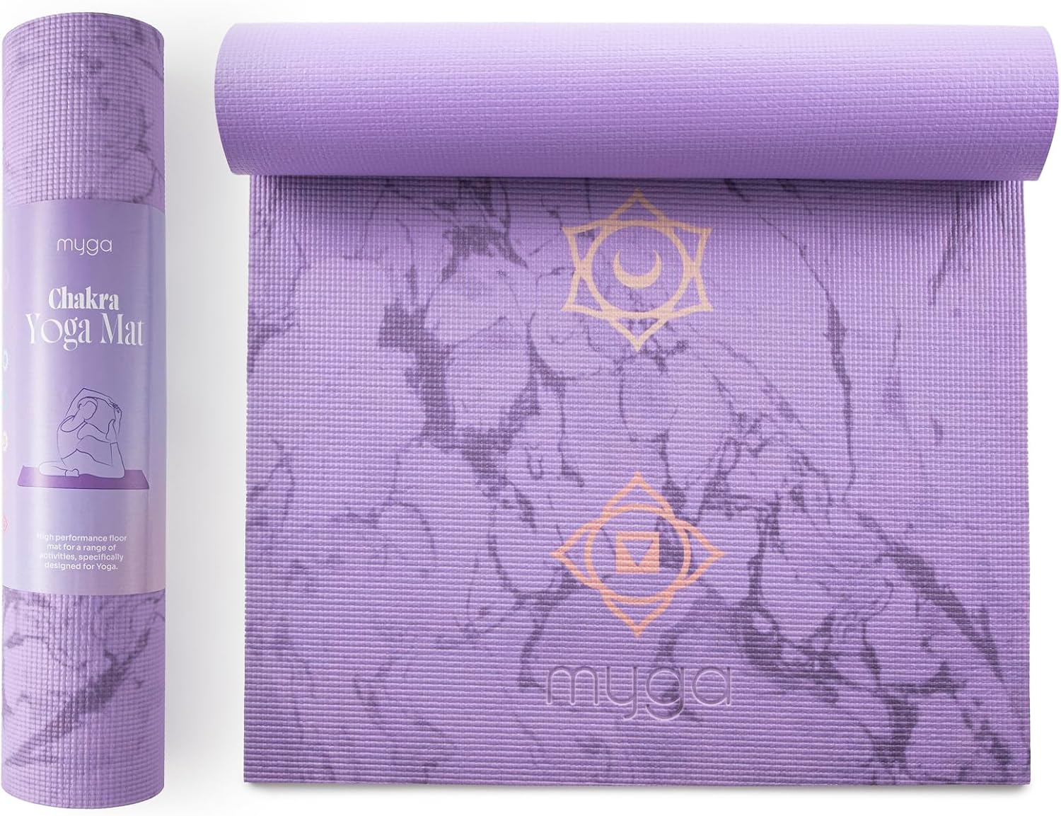 Myga 6Mm Printed Yoga Mat - Non-Slip Exercise Mat for Men & Women - Thick & Comfortable for Yoga, Pilates & Meditation - Lightweight & Durable for Home, Gym & Travel - 173Cm X 61Cm