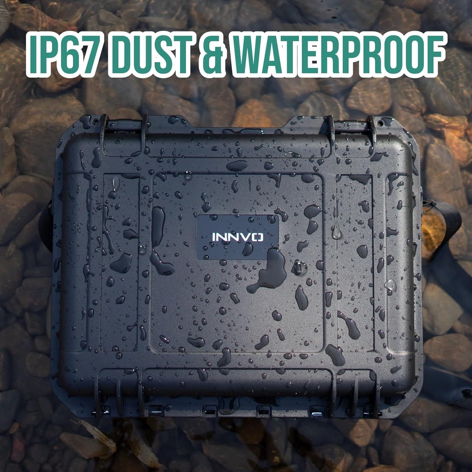 INNVO Waterproof Case for Starlink Mini, Travel Case with Customized Foam for Starlink Dish and Accessories, Hard Shell, Shoulder Strap Black (IWC009 (Starlink Mini Case)) image number 1